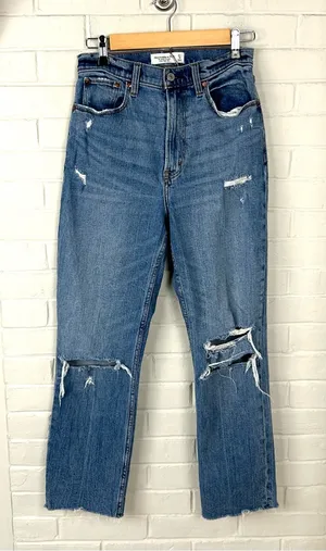 Abercrombie + Fitch Curve Love Ankle Straight Ultra High Rise Jeans Size 27/4 thumbnail 1