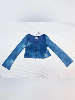 NWT Princess Polly Too Short Sheer Long Sleeve Top - Blue Tie Dye - 4 thumbnail 5