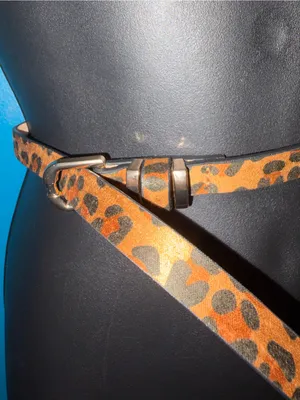 41 inch Leopard Print Faux Leather Women's Belt with Gold Buckle thumbnail 4