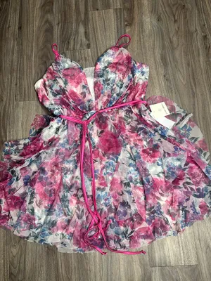 Pink Floral Tie-Waist Mini Dress thumbnail 13