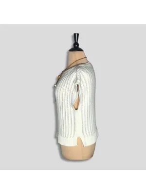 Frye sleeveless top crochet cable knit cream coquette romantic coastal cowgirl L thumbnail 4