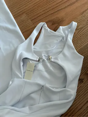 Abercrombie & Fitch White Sleeveless Wide-Leg Jumpsuit thumbnail 3