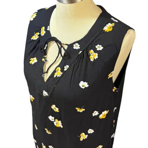 Old Navy‎ M Black Floral Sleeveless Shift Dress Feminine Summer Spring Bohemian thumbnail 2