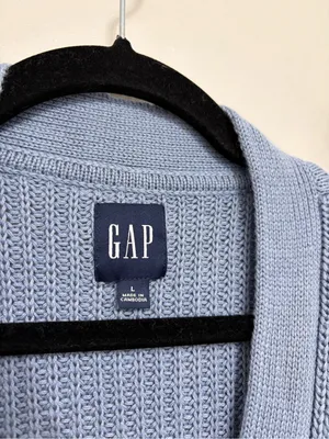 Gap 100% Cotton V Neck Cardigan in Periwinkle Blue - Size L thumbnail 3