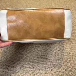 VTG Nine West Patchwork Hobo Shoulder Bag Tan Cream White Faux Leather Neutral thumbnail 15