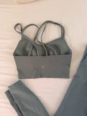 Lululemon sage green align leggings and sports bra set #yoga #activewear #loungewear thumbnail 2