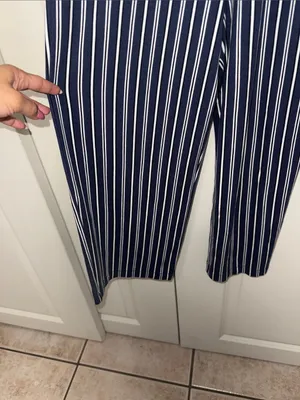 Hollister Navy & White Vertical-Striped Knot Waist Jumpsuit thumbnail 6