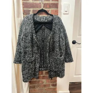 Joie Bouclé Wool Blend Long Cardigan Coat Gray White Size Small thumbnail 4