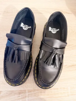 DR. MARTENS ADRIAN QUAD LEATHER PLATFORM TASSLE LOAFERS Black Size 7 thumbnail 3