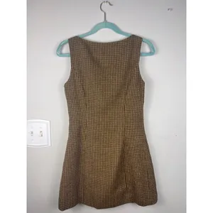 CIDER S Brown Tweed Floral Applique Sleeveless Mini Dress Cottagecore Academia thumbnail 6