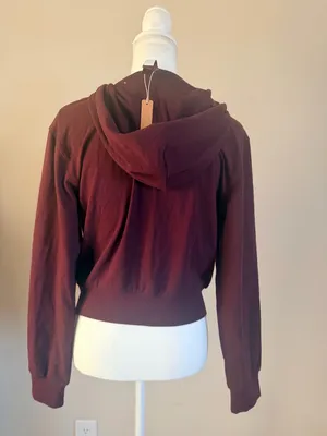NWT Skims Cotton Jersey zip up hoodie in color currant women size large Sold Out thumbnail 4