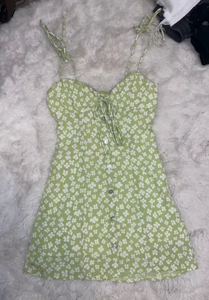 Green flower mini dress thumbnail 1