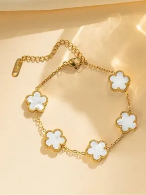 Elegant Gold (S1) and white Clover Stainless Steel gold plated 18K thumbnail 2
