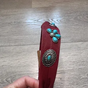 Story by Davinci Red Turquoise Concho Headband Top Knot Western Boho BG104 NWT thumbnail 6