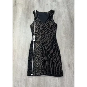 AllSaints Shia Y2K Style Hand Embellished Beaded Sequin Animal Print Mini Dress0 thumbnail 8