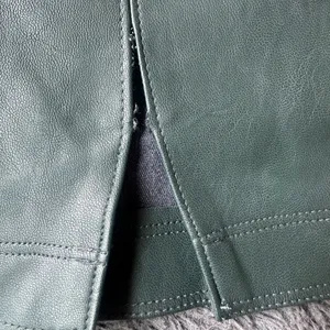 Dark green faux leather zip up skirt, size M thumbnail 2