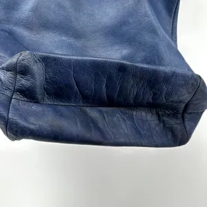 Baggu Tote Milled Leather Nubuck Bag Handbag Natural Interior Pocket Navy Blue thumbnail 9