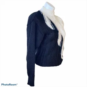 Ginenne Vintage Black/Cream Rhinestone Sweater Size S thumbnail 5