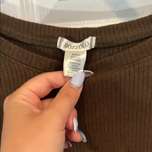 Bozzolo Brown Fitted Crop Blouse Long Sleeve thumbnail 2