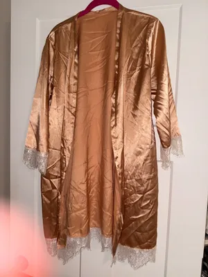 Satin lace robe intimates Gold Size M thumbnail 1
