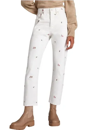 Anthropologie Women's Levis 501 Floral Embroidered Jeans White Size 29 Feminine thumbnail 1