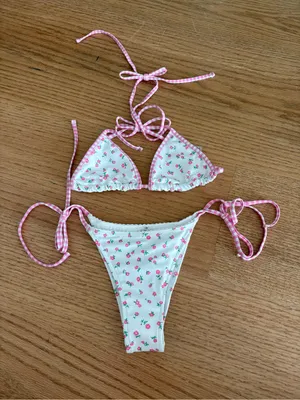 Pink Floral String Bikini Set thumbnail 1