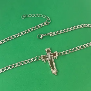 Titanium Steel Link Chain Cross Necklace for Men Women,Unisex Hip Hop Necklace thumbnail 4