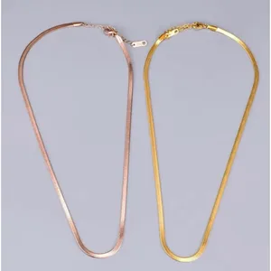 3mm Gold Herringbone Necklace | Gold Plated Sterling Silver‎ thumbnail 7