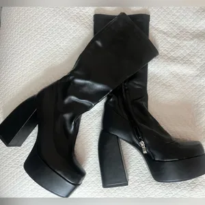 Black Platform Ankle Boots Size 8 thumbnail 1