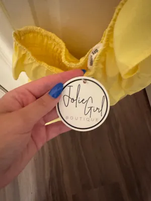 Yellow one shoulder ruffle dress thumbnail 2