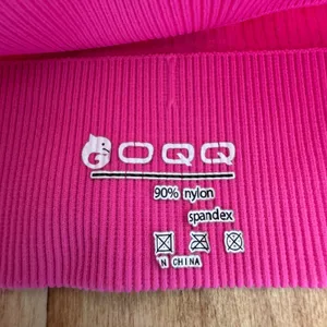 OQQ Hot Pink Seamless Ribbed Long Sleeve Crop Top Square Neck Thumbholes S‎ thumbnail 3
