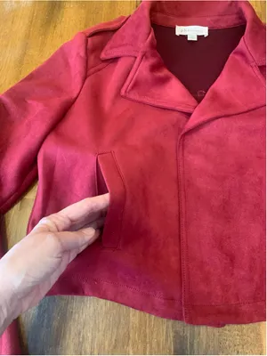 Women's Philosophy Republic Clothing Dark Red Faux Suede Jacket Size M thumbnail 4