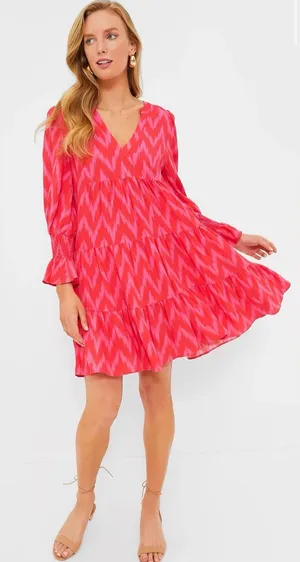 Hot Pink Ikat Kenzo Dress - Pomander Place - Size Small thumbnail 1