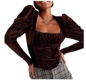 Free People Hold Me Up Cropped Velvet Corset-Like Top Size Medium thumbnail 1