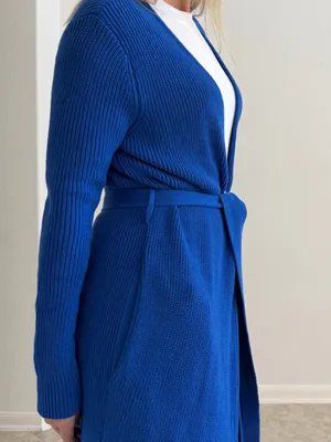 SER.O.YA Royal Blue Maxi Belted Knit Cardigan XS NWT thumbnail 4