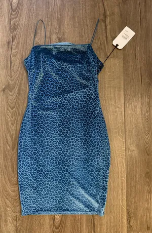 Nordstrom Blue Leopard Print Mini Dress thumbnail 1