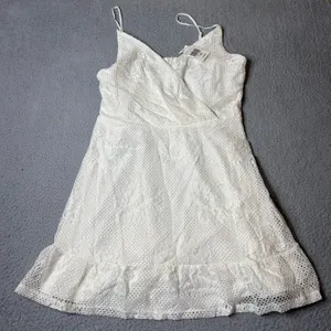 Speechless Dress Juniors XL Cream Lace Ruffled Spaghetti‎ Strap Mini NEW thumbnail 1