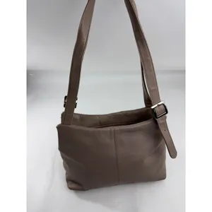 Bill Blass Studio Taupe Leather Shoulder Bag Multi Compartment Silver Buckle thumbnail 3
