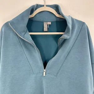 Sweaty‎ Betty Quarter Zip Sweatshirt Athleisure Comfort Travel Comfort Teal Blue thumbnail 3