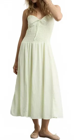 AE V-Neck Smocked Bodice Midi Dress American Eagle Lime NWT Small thumbnail 1