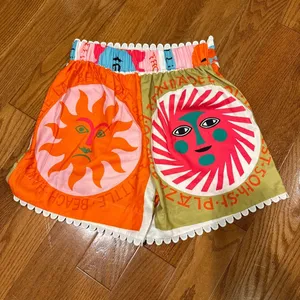 Boutique Sun Graphic Text Print Trim Detail Board Shorts Small thumbnail 4