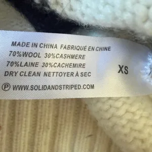 $298 Solid & Striped The Rhea Wool Cashmere Crewneck Sweater Ivory Black XS thumbnail 3