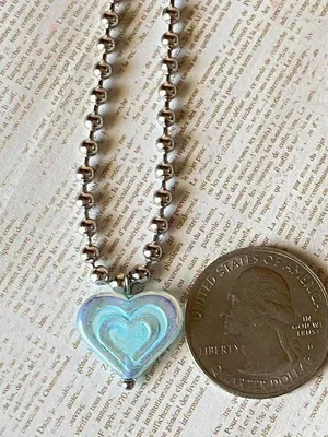 Handmade quality Czech glass bead fairy y2k cyber vintage retro style ball chain necklace💙🩵💙 thumbnail 8