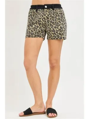 RISEN‎ High Rise Leopard Shorts with Contrast Waistband thumbnail 3