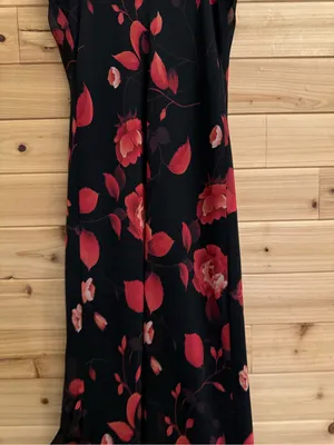 Vintage Y2K Small Black Red Floral Rose Ruffle Maxi Dress Salsa Whimsigoth Party thumbnail 8