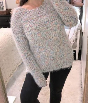 Easel small/medium fuzzy multicolor knit sweater thumbnail 1