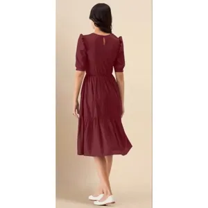 NEW Fit & Flair Lightweight Tiered Midi Dress M thumbnail 2