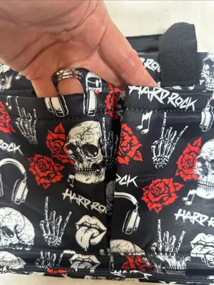 Hard Rock Cafe Black Tote with Red Rose & White Skull Print thumbnail 9