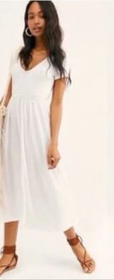 Beach Break White Dress XL Open Cutout Back Casual Beach Midi Coastal Cottage thumbnail 1