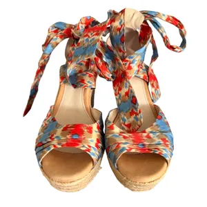 UGG Lucianna Marrakesh Ikat‎ Ribbon Tie Espadrille Wedge Sandals 9.5 thumbnail 1